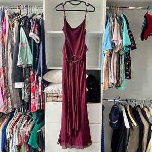 Spaghetti Strap Maroon Long Dress